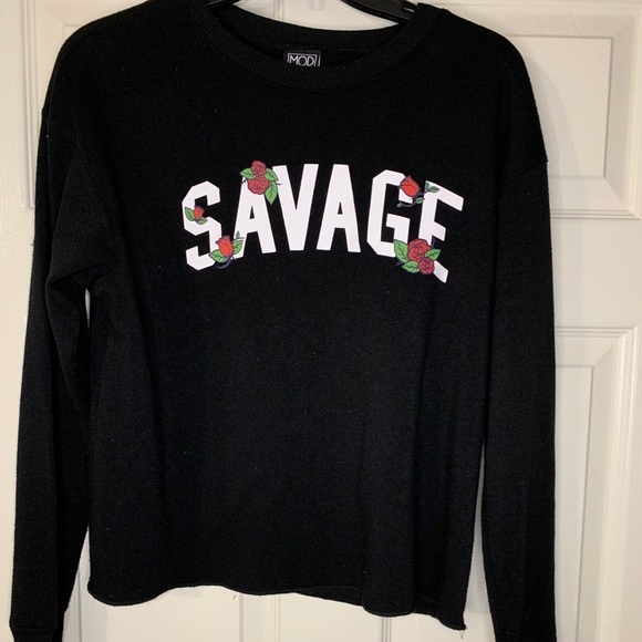 Black graphic “ savage “ sweater - Picture 1 of 3